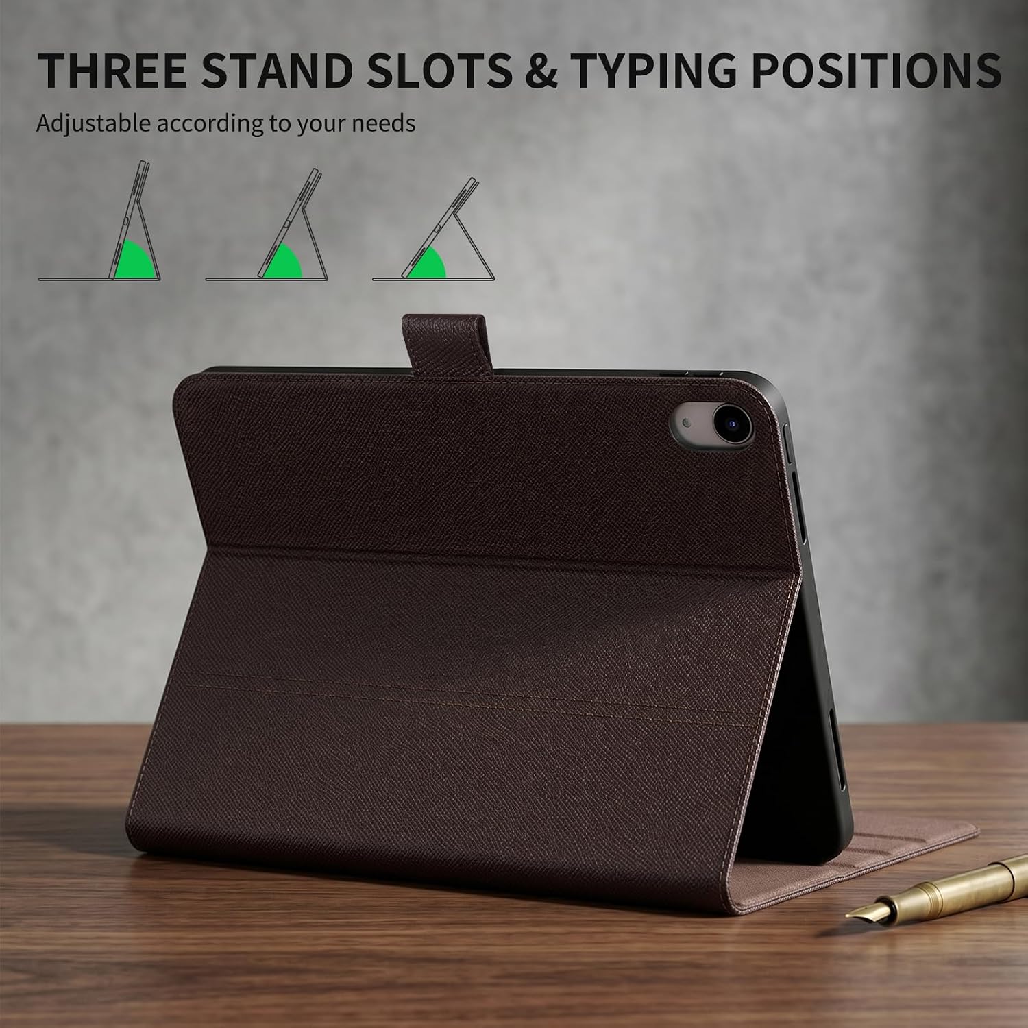 Genuine Leather Case for Ipad(A16) 11th Gen 11 inch 2025,Ipad 10th Gen 10.9 inch 2022,Full Grain Leather Cover Shell with Auto Sleep/Wake,Adjustable Stand,Magnetic Buckle Closure.Dark Brown