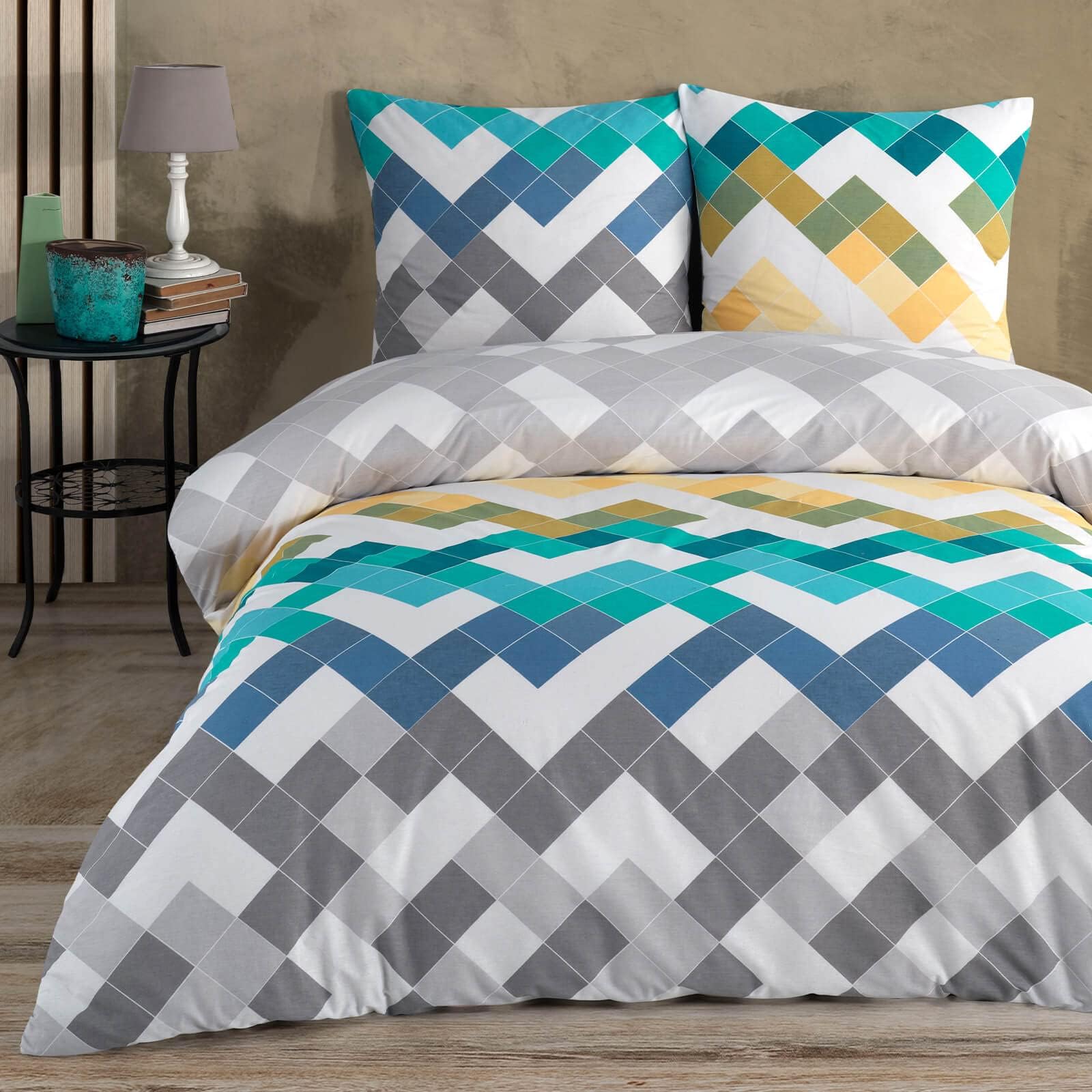 Buymax Ropa de cama de 200 x 220 cm, 100% algodón, 3 piezas, juego de ropa de cama de 200 x 220 cm con 2 fundas de almohada de 80 x 80 cm, certificado Öko-Tex Renforcé, juego de funda nórdica con