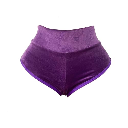Women Retro Solid Silk High Waisted Scrunch Butt Lifting Booty Shorts Hot Pants