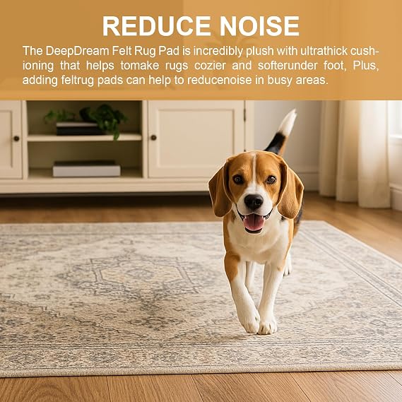 Deep Dream 1/4 Thick Felt and Natural Rubber Backing Rug Pad - Non Slip Carpet Gripper for 6 x 9 Ft Area Rugs - Protective Cushioned Pads for All Floors