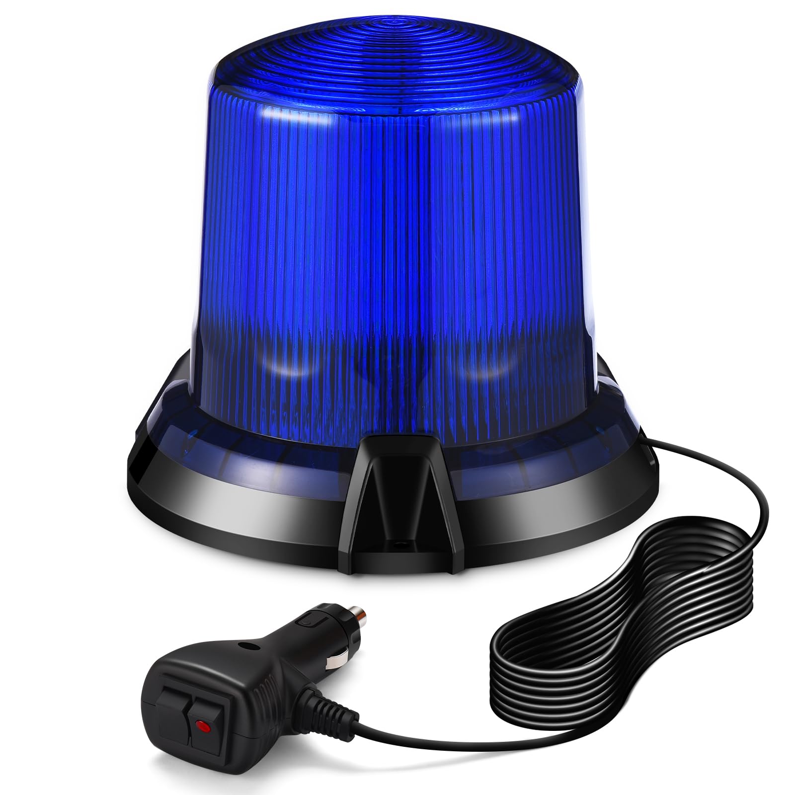 led Lampeggiante Blu 2 Funzioni Flash Rotazione 12v/24v Lampeggianti per Trattori con 5m Cavo Alimentazione Base Magnetica, Luce Emergenza Veicoli Agricoli