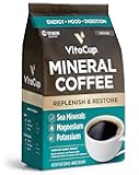 VitaCup Mineral Coffee with Trace Minerals, Hydrate, Replenish & Restore w/All Natural Sea Minerals, Electrolytes, Organic Coffee, Single Origin, Medium Dark Roast, Ground Coffee 10oz