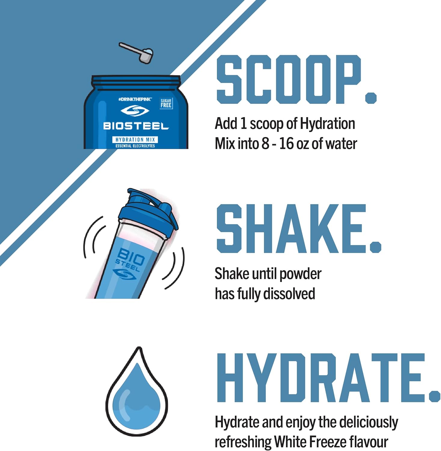 BIOSTEEL White Freeze Sports Hydration Powder, 315 GR
