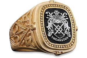 Personalized Family Crest Signet Gold Coated Ring, Engraved Name