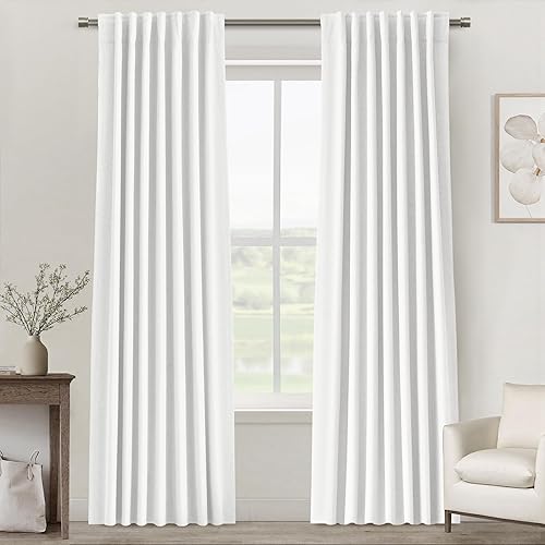 Miniatura 15 de UHITECH Cortinas Opacas de Lino Natural para Sala de Estar/Dormitorio Ventana Pequeña 54 Pulgadas de Largo Juego de 2 Paneles Cortina Opaca Pestaña
