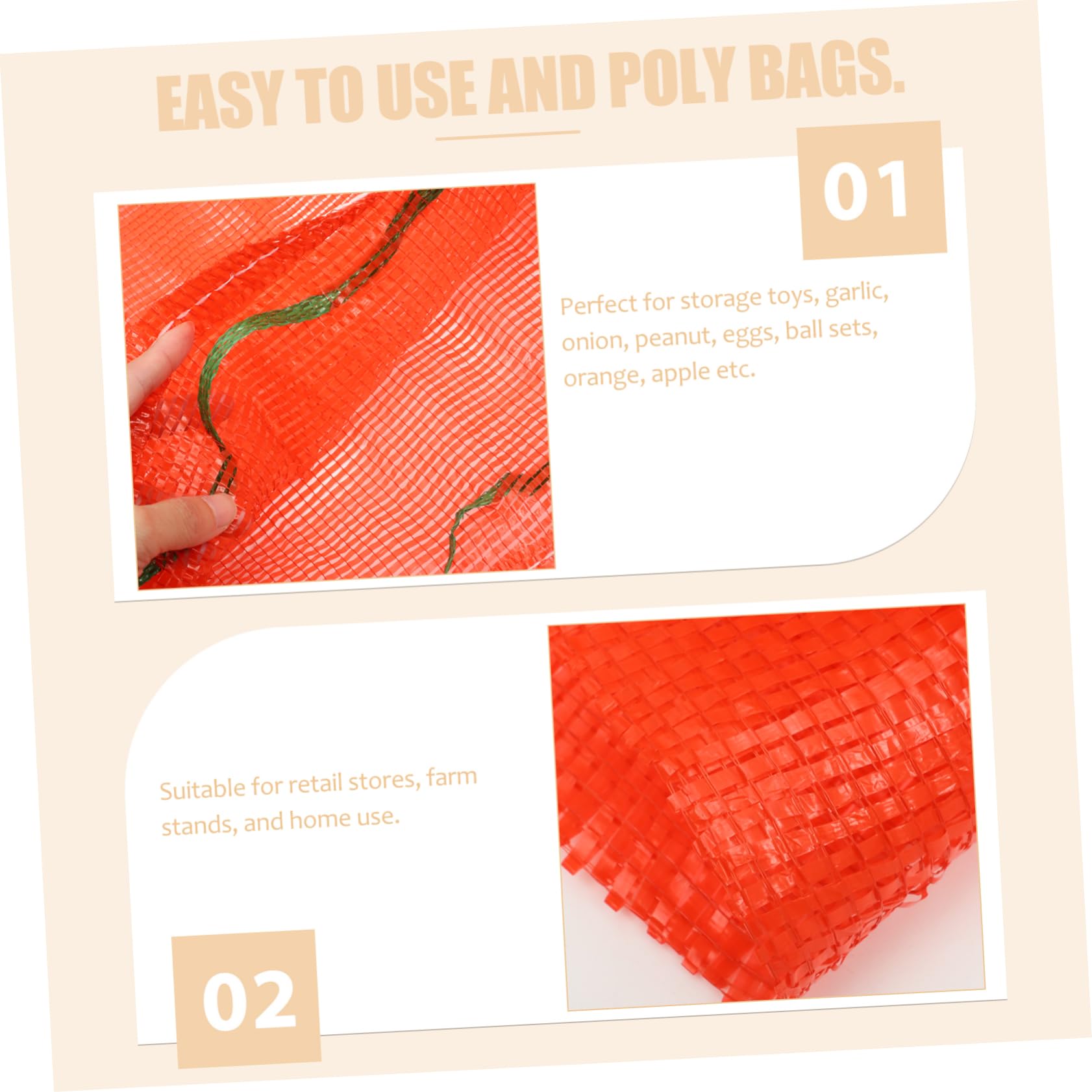 Zerodeko Bolsas de Malla de Plástico Rojo 50 Piezas 50x80 Cm