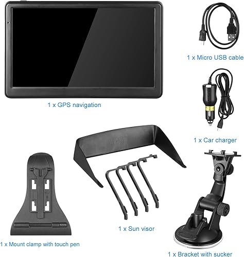 Miniatura 7 de Navegación GPS para automóvil, último mapa 2023, pantalla táctil de 7 pulgadas, voz real hablada, dirección giro a dirección, recordatorio de