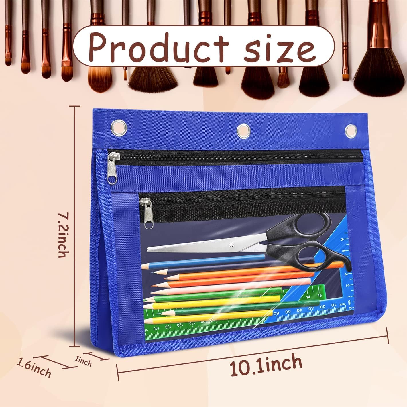 YoeeJob 24pcs Astuccio Astuccio per 3 Anelli, tasche espandibili con cerniera, grande capacità, portapenne, astuccio con finestra trasparente, scuola, ufficio, organizer