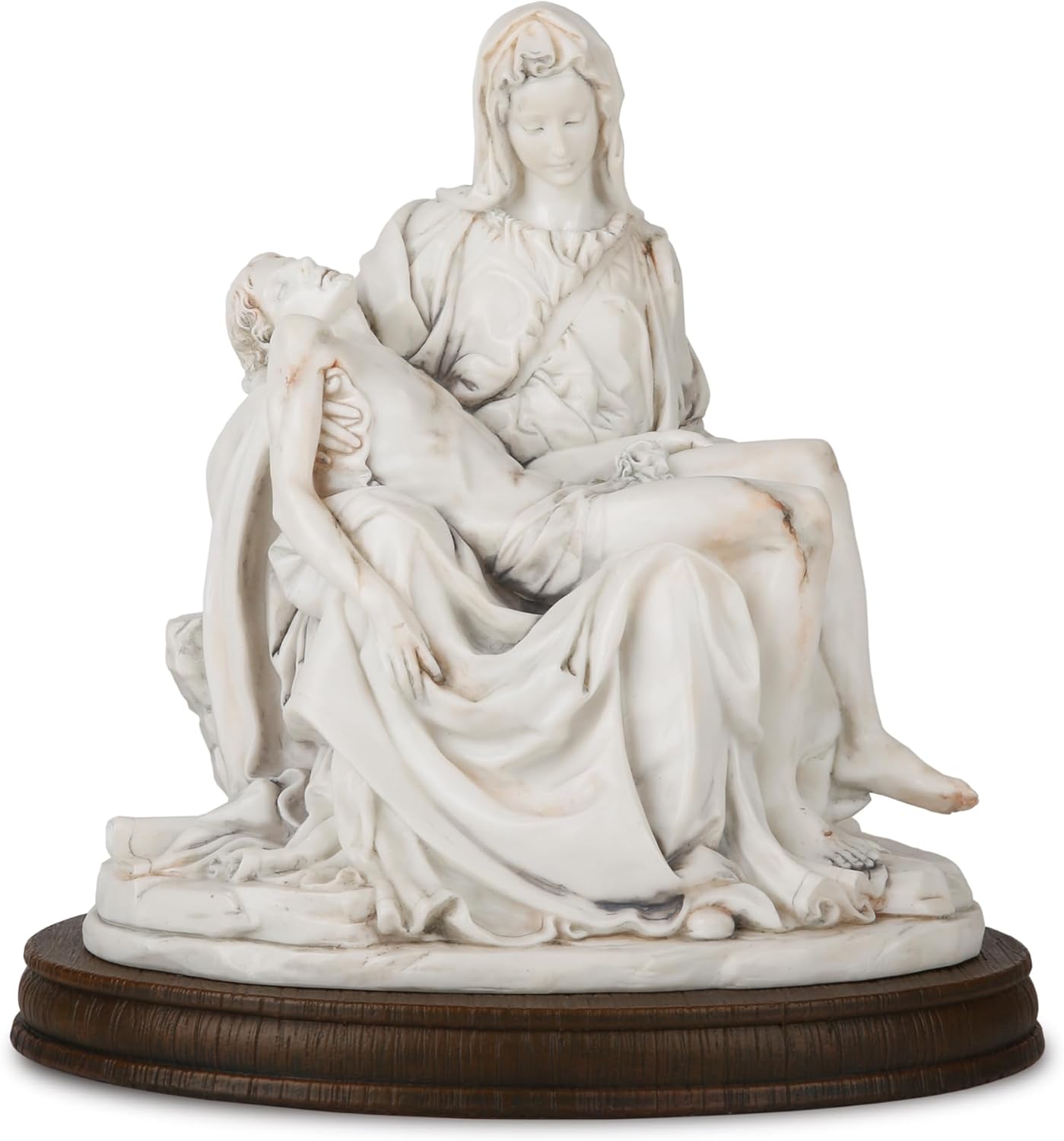 Pieta Statue - Michelangelo’s Pietà Replica Sculpture - Hand Painted Antique White Jesus and Holy Mother Madonna 10 Inch Renaissance Home Decoration Collection