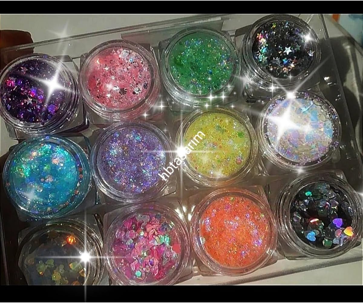 Glitter Yüz Saç Ve Vücut Simi 12Li Set