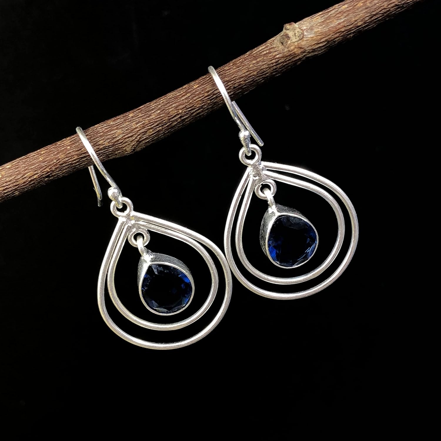 Natural LONDON BLUE TOPAZ Gemstone 925 Sterling Silver Jewelry Earring ,Stylish Earring For Her, Fine Silver Jewelry, Sterling Silver Earring ,Designer Earring , Drop & Dangle Earrings,
