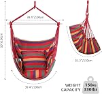 Goutime Hammock Chair Swing with 2 Seat Cushions Pillows, Hanging Chair with Detachable Metal Support Bar, Swing Chair with Carry Bag, Hanging Chair for Bedroom, Outdoor, Reading (Red)