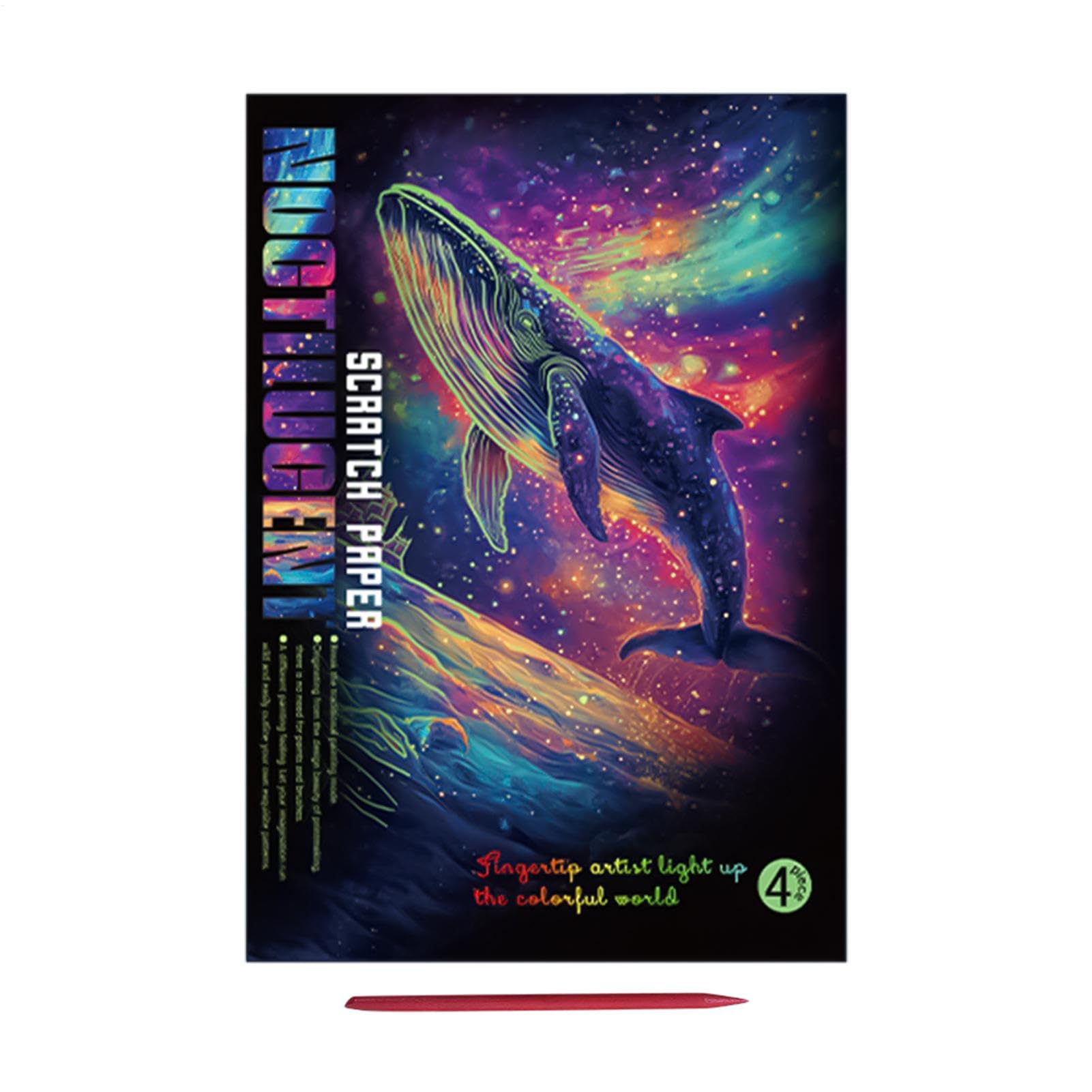 Scratch Kits - 4 Pieces Rainbow Painting Paper with Pen | Luminous Scratch Painting | Fun Sketch Card | Creative Craft Toy for Kids Teens Adults