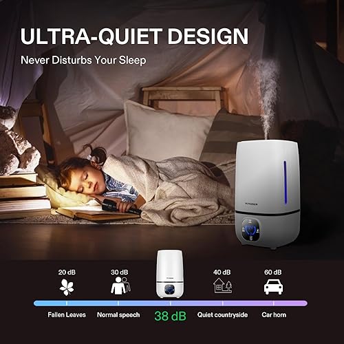 Vista 5 de VIVOSUN Humidificador de niebla fría de 4L con control remoto para dormitorio, plantas, bebé, piel seca