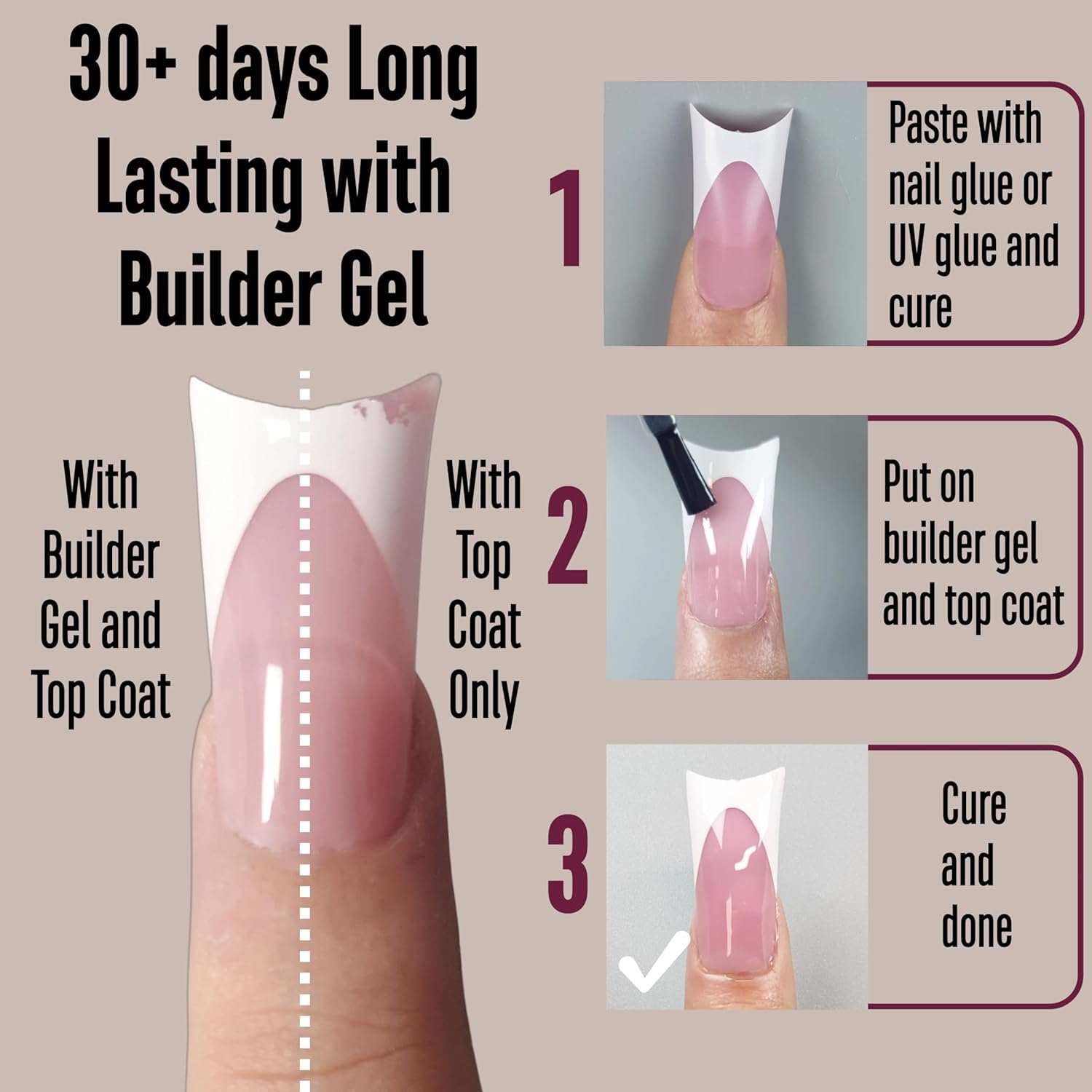 White French Tip Duck Feet Nail Tips Full Cover for Press on Acrylic with Moon Curve, BERRY PINK Extra Thick Medim Long, Flare Wide Soft Gel Fake False Nail Extension x 15 Sizes 150 pcs