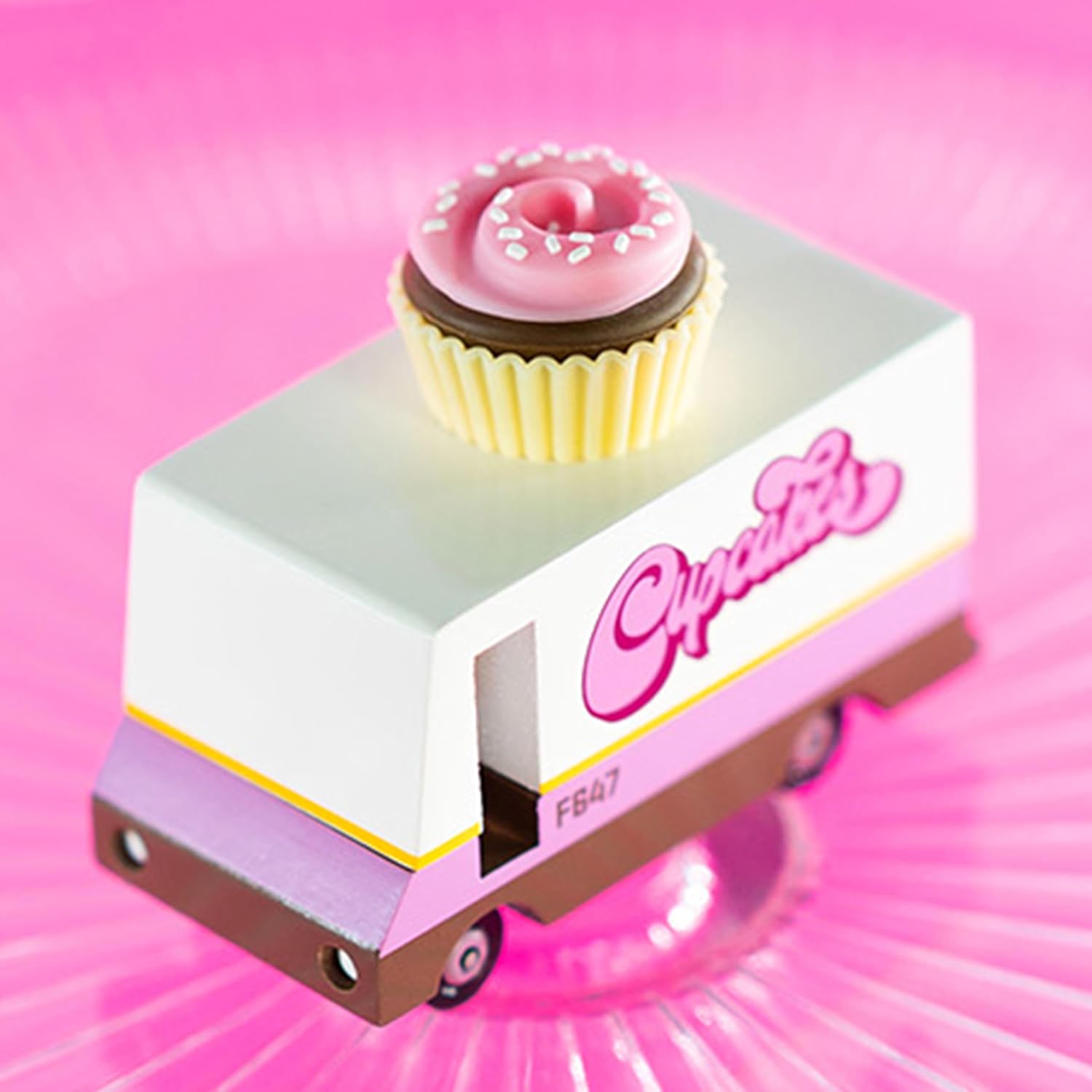 Candylab Toys CANDYCAR® Wooden Food Truck Collection - Cupcake Van, Premium Handcrafted Beech Wood Toy Car