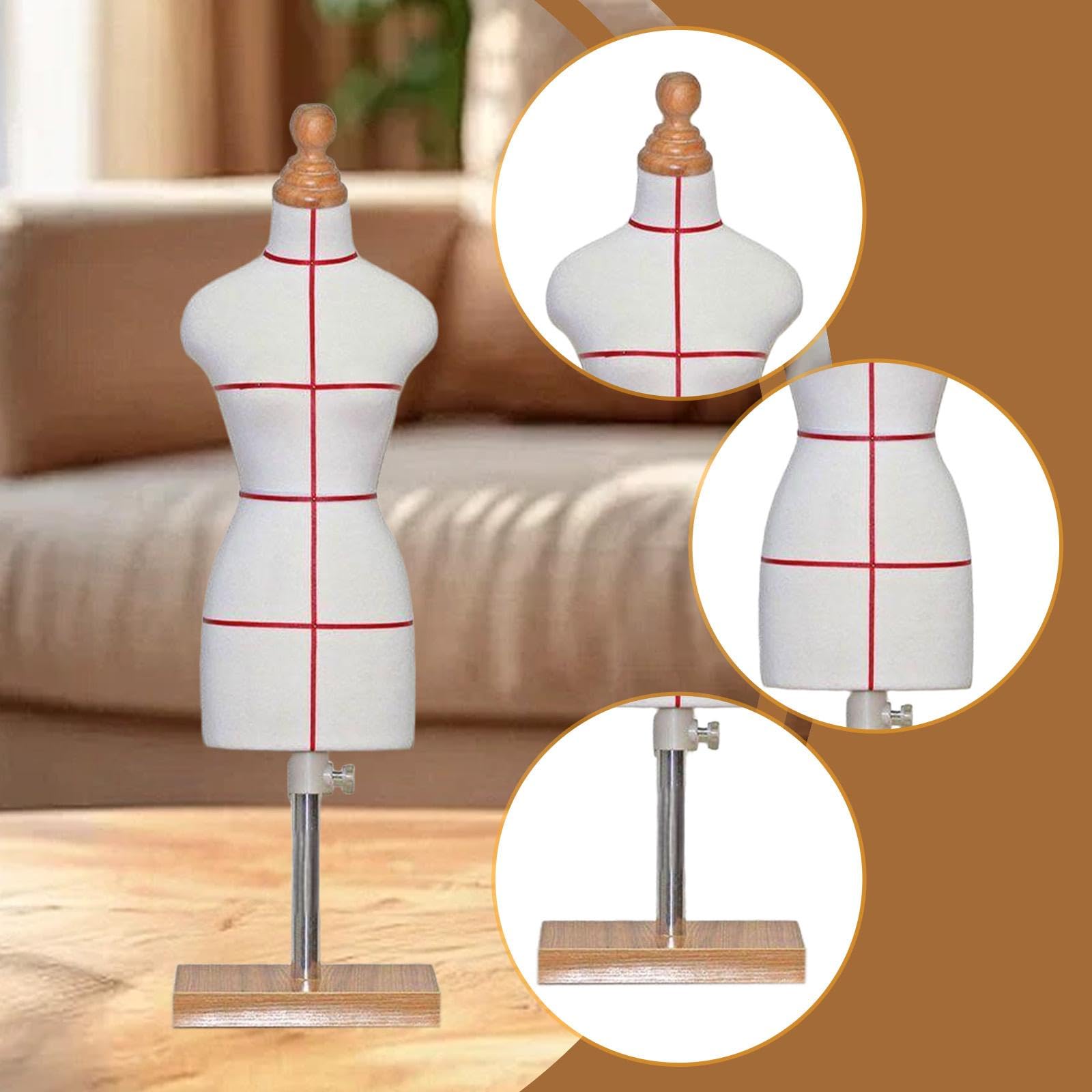 Puppen Schneiderform, Miniatur Nähpuppe, Körper, Weiblich, Kleines Dekor, Schneiderform, Ständer, Mini Schneidermodell für Home Office, 10 cm X 10 cm X 53