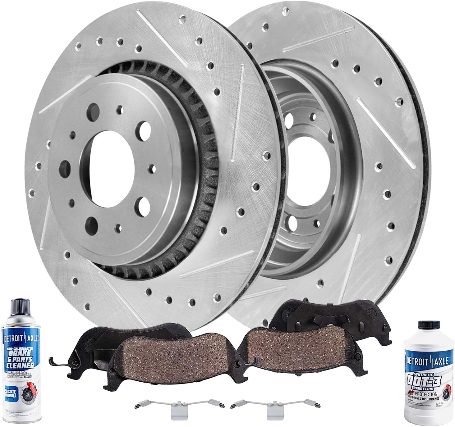 6pc Front Drilled Slotted Rotors and Ceramic Brake Pads Kit