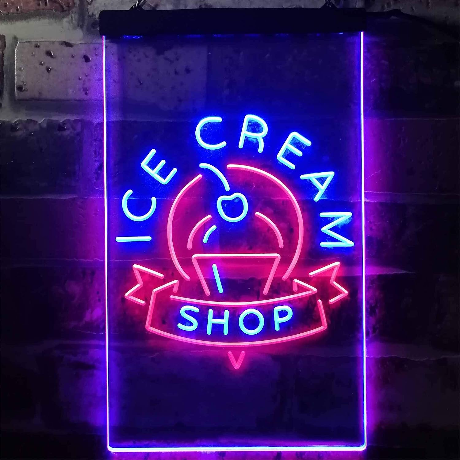ADVPRO Ice Cream Shop Café Dual Color LED Neon Sign Red & Blue 12" x 16" st6s34-i2518-rb