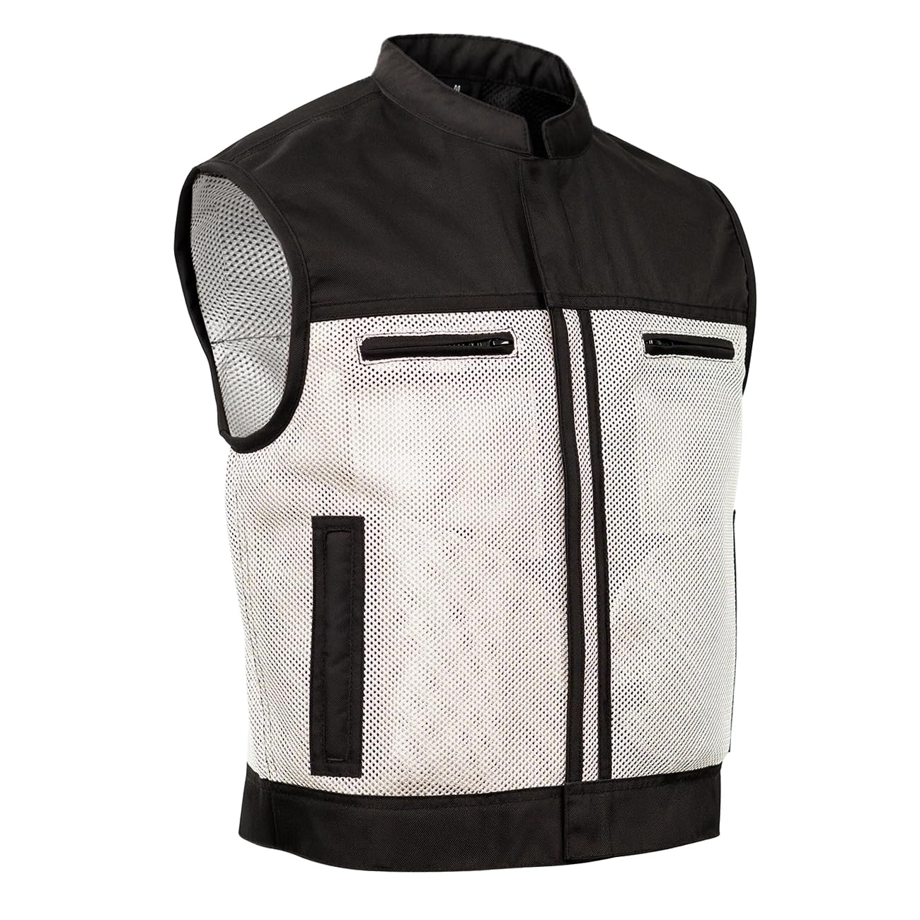 Daniel Smart Men’s Motorcycle Mesh Vest Low side Biker & Breathable Riding Gear Summer Vest with Zipper Closure