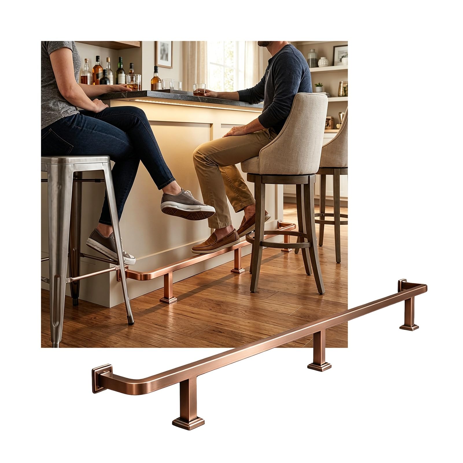 Repose-pieds de barre brossé rose gold 1.2m intérieur extérieur cuisine