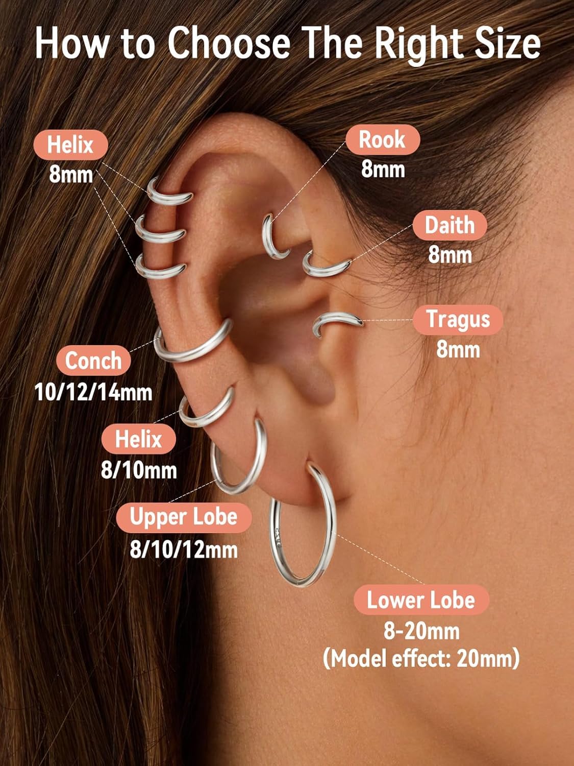 FaithHeart Sterling Silver Huggie Hoop Earrings for Women, Real S925 Hypoallergenic Lightweight Silver/Black/Gold/Rose Gold Huggie Hoops Everyday Sleeper Earring 8/10/12/14/16/18/20mm - Image 2