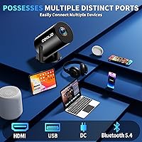 Vista 6 de [Aplicaciones integradas y actualización 2025] Mini proyector compatible con 4K 1080P Auto Keystone 270° giratorio con WiFi 6 y Bluetooth 5.4