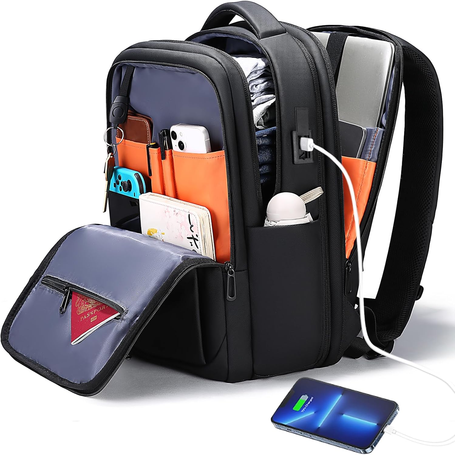 [FENRUIEN] 【独立のPCポケット 拡張機能付き 大容量】リュック ビジネスリュック メンズ USB充電 通勤リュック バックパック 15.6インチPC収納可能 人気 おしゃれ 通勤 高校生 通学 出張 旅行