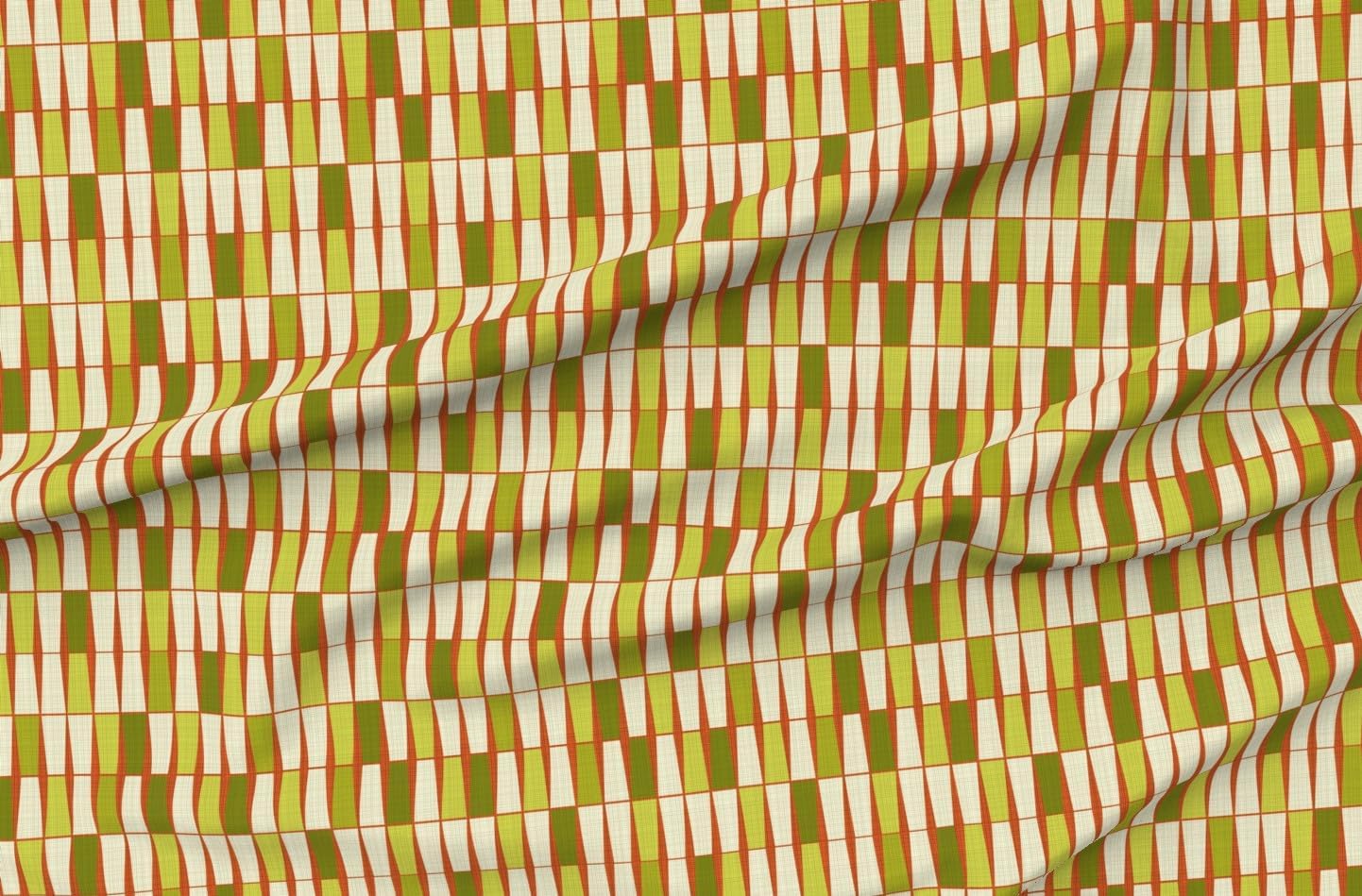 Spoonflower Fabric - Geometric 1960S Abstract Atomic Mid Century Modern Woven Look Retro Printed on Petal Cotton Fabric Fat Quarter - Sewing Quilting Apparel Crafts Decor