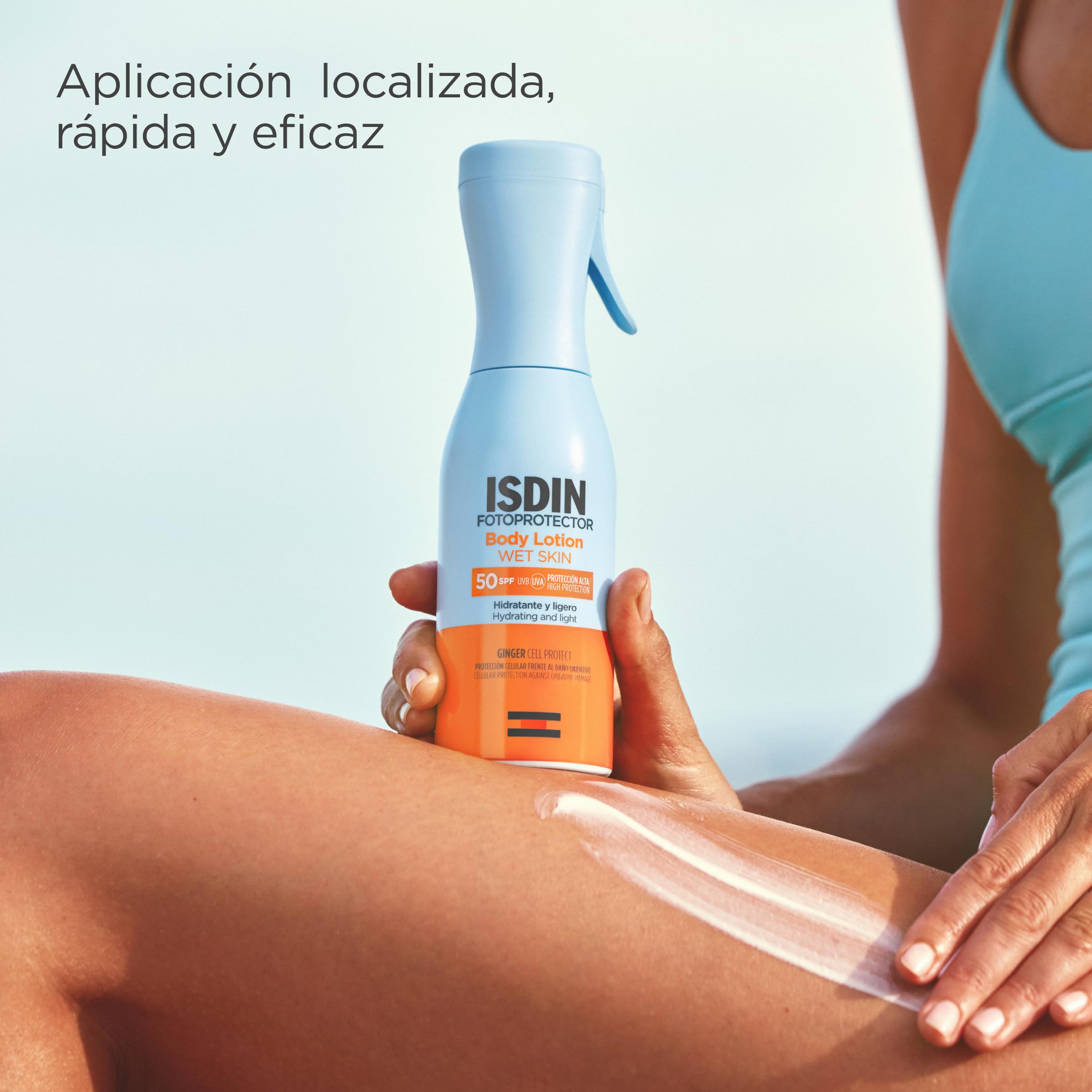 ISDIN Fotoprotector Body Lotion SPF50, Protector solar corporal ligero en pistola, Crema solar que hidrata intensamente la piel, 250ml