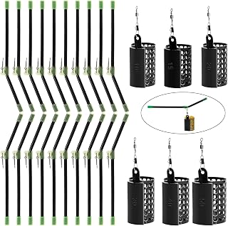 20 Piezas Conector de Equilibrio de Pesca Brazo Antienredos para Pescar Antienredos Carpfishing 6 Piezas Redondo Cestas Feeder con Anillo Giratorio 10/15/20/30/40/50g para Pesca al Aire Libre