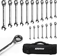 Vista 29 de Egofine Llave combinada métrica de trinquete de 0.315 in, llave de engranajes de grado industrial con diseño de 12 puntos, trinquete de 72 dientes