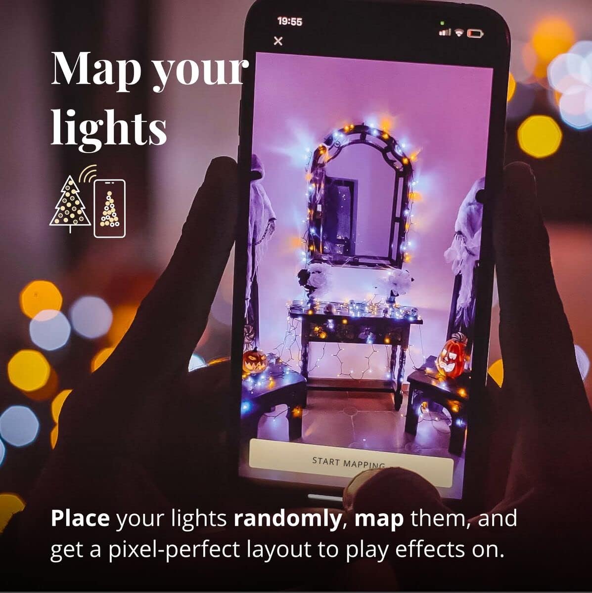 Twinkly Strings – App-Controlled LED Christmas Lights with 400 AWW (Amber, Warm White, Cool White) LEDs. 105 feet. Green Wire. Indoor and Outdoor Smart Lighting Decoration
