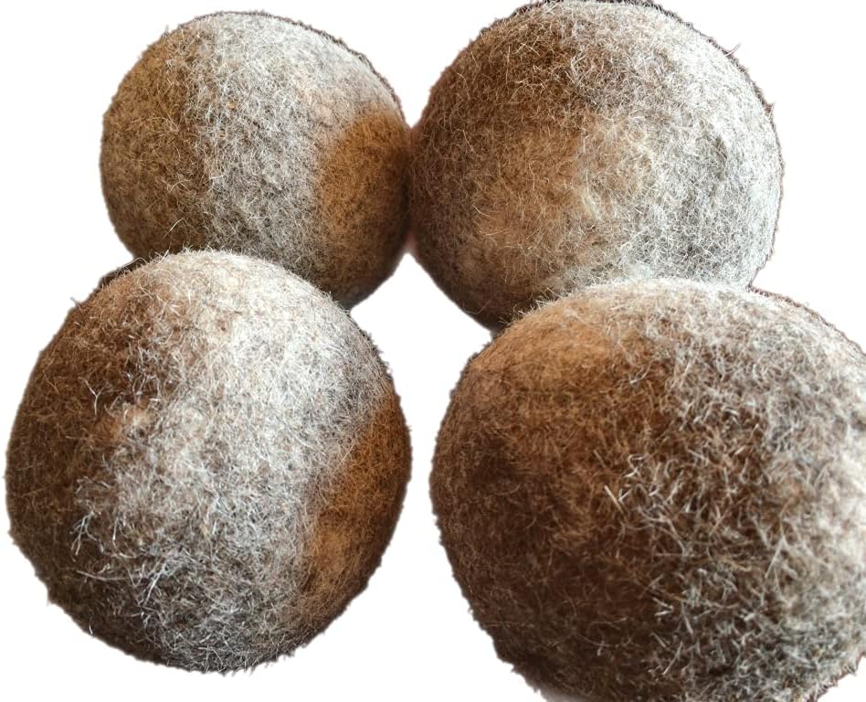 Natural and Sustainable Handmade 100% Alpaca Dryer Balls, Large, Set of 4