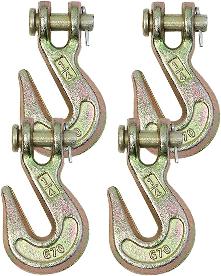 BoxerTool ¼” Forged Clevis Grab Hook Grade 70, 14,400lbs Breaking Strength, for Chain Hooks for Trailers and Towing (10 Pack)