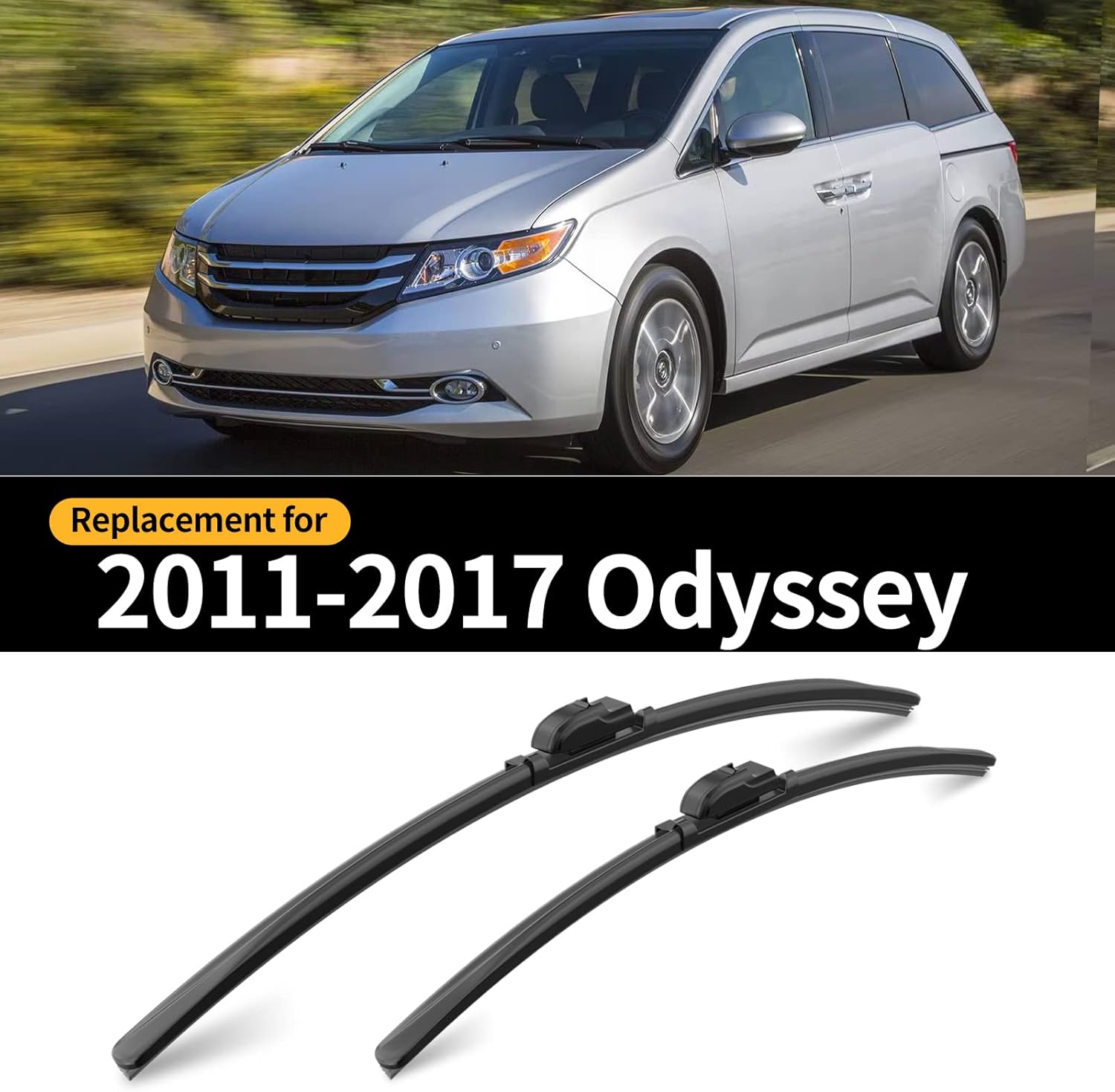 Front and Rear Windshield Wiper Blades, 3 Pcs Front and Back Windshield Wipers Blades Replacement for Honda Odyssey 2005-2023, Car Window Wiper Blades from 2005 to 2023.