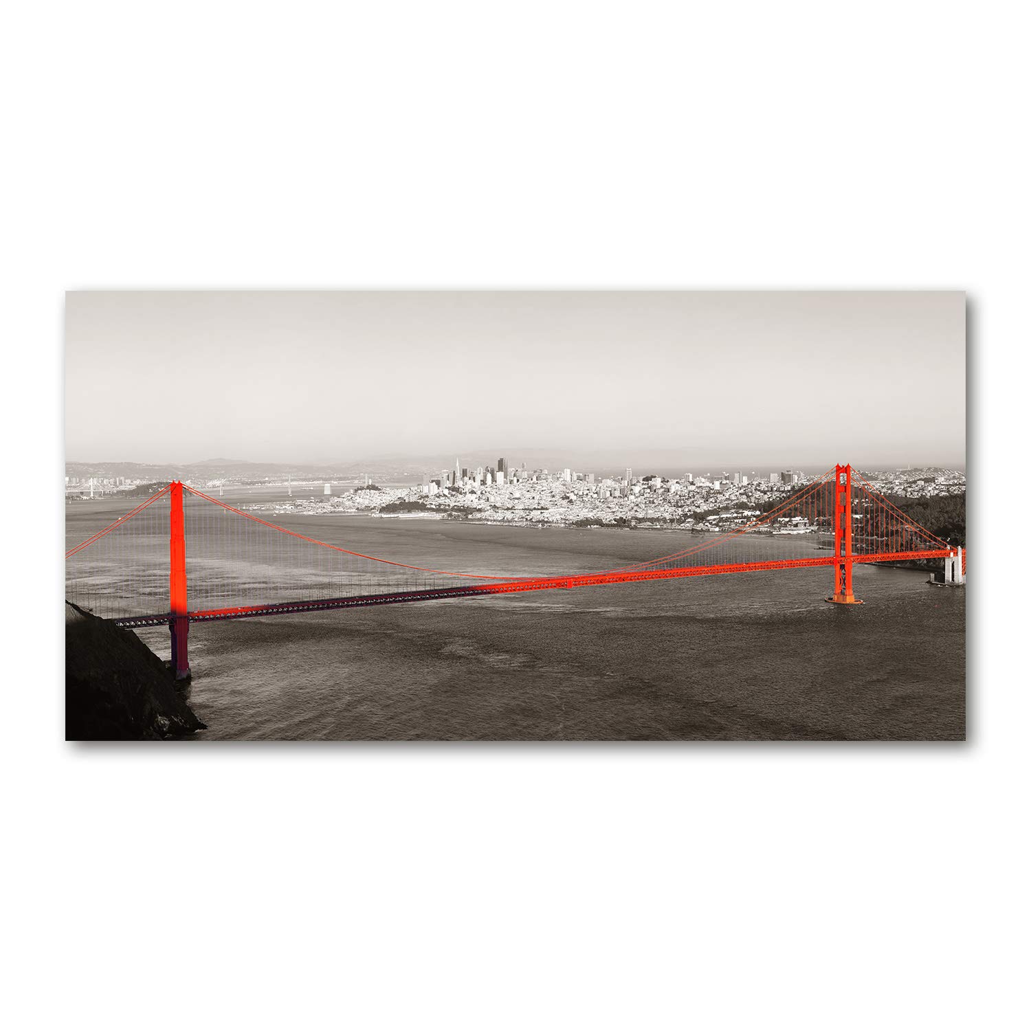 Pont De San Francisco rouge tableau photo panoramique sur verre pour cuisine et salon