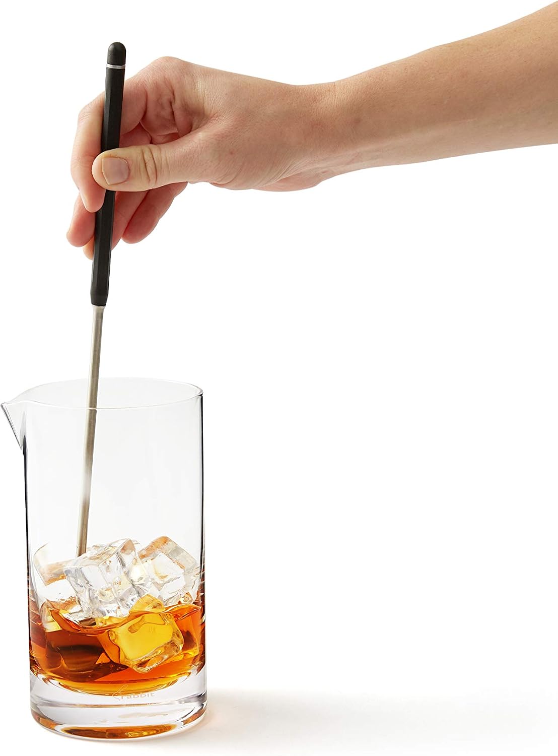 Rabbit Cocktail Spin Spoon with Rotating Handle - Mix Craft Cocktails with Precision, Barware Essential for Stirring Spirit-Based Drinks Without Dilution or Ice Chips - Restaurant or Home Use