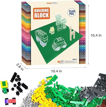 Lekebaby Classic Building Bricks Set, 1546 Pieces Basic Building Blocks with Wheels, STEM Creative Compatible with All Major Brands