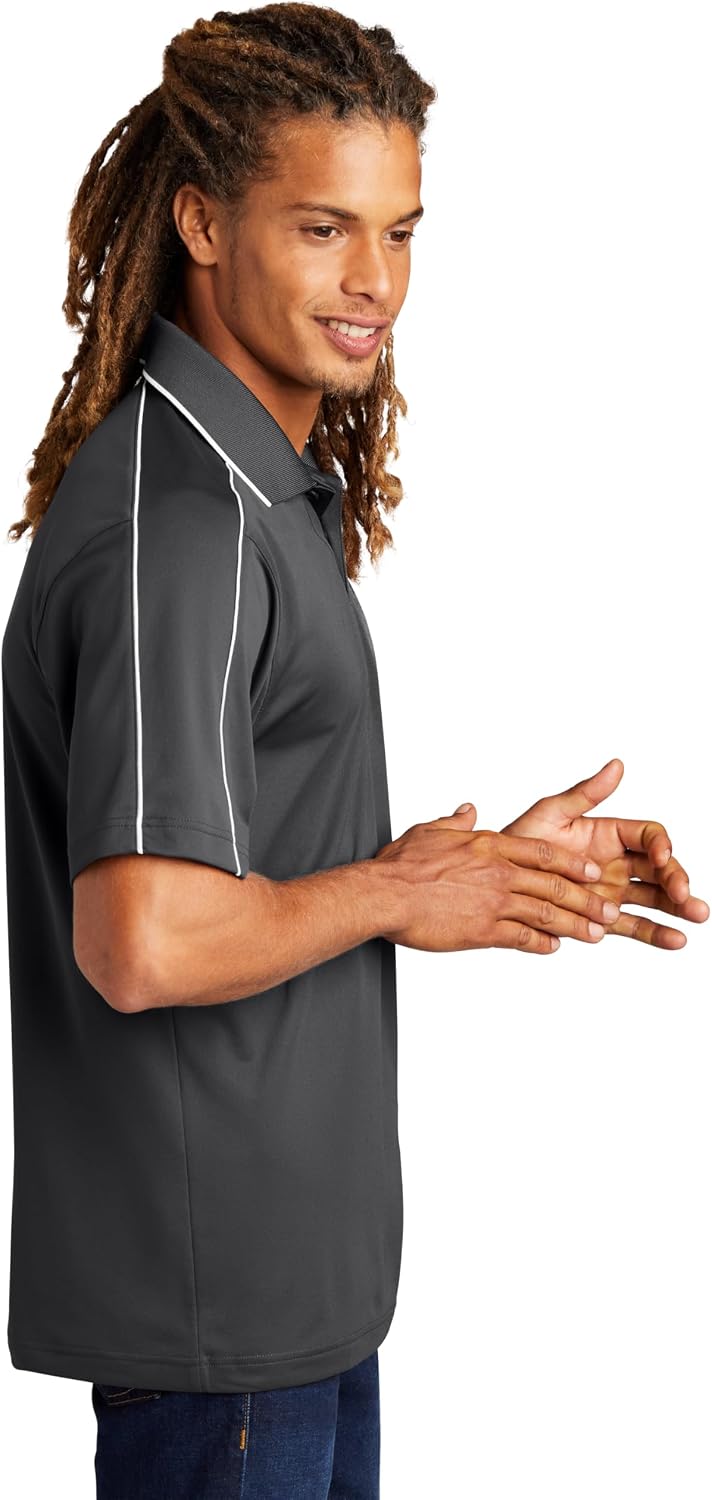 SPORT-TEK Unisex Micropique Sport-Wick Piped Polo | Short Sleeve Collared Shirt for Men & Women, Casual Fit Top