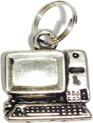 Tiny Silver Tone 1/2" Computer Charm for Bracelet or Necklace
