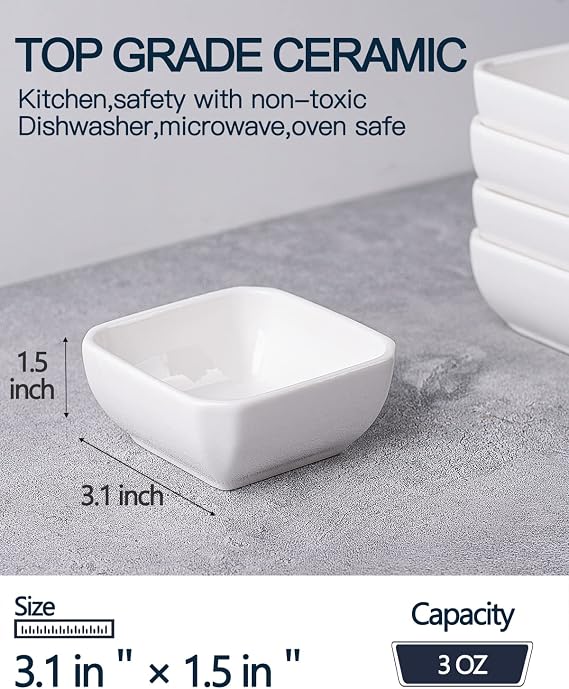 Taeochiy 12 Pack Ceramic Dipping Bowls 3 Oz Soy Sauce Dish & 16 Large Serving Platter - Oval Large Serving Tray