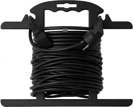 Ripeng 1 Pcs Heavy Duty Extension Cord and Hose Reel with Carrying Handle, Durable ABS H-shape Design Fits 100ft Cord Cable or Water Hose, 50ft Soaker Tube Management Black