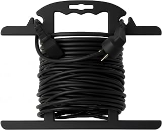 Ripeng 1 Pcs Heavy Duty Extension Cord and Hose Reel with Carrying Handle, Durable ABS H-shape Design Fits 100ft Cord Cable or Water Hose, 50ft Soaker Tube Management (Black)