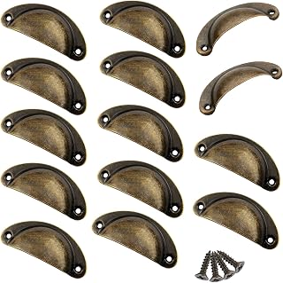 Ymaiss 30packs Seashell Shaped Cup Drawer Knobs Pulls,Vintage Kitchen Cabinets Furniture Wardrobe Medicine Handle,Cup Shell Handles Farmhouse Style, Semicircle(L.:81mm) Antique Bronze