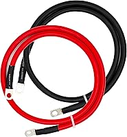 4 AWG 3FT Battery Cables with 5/16" Ring Terminals - Pure Copper for Solar Panels, RV, Marine, Boat, Auto