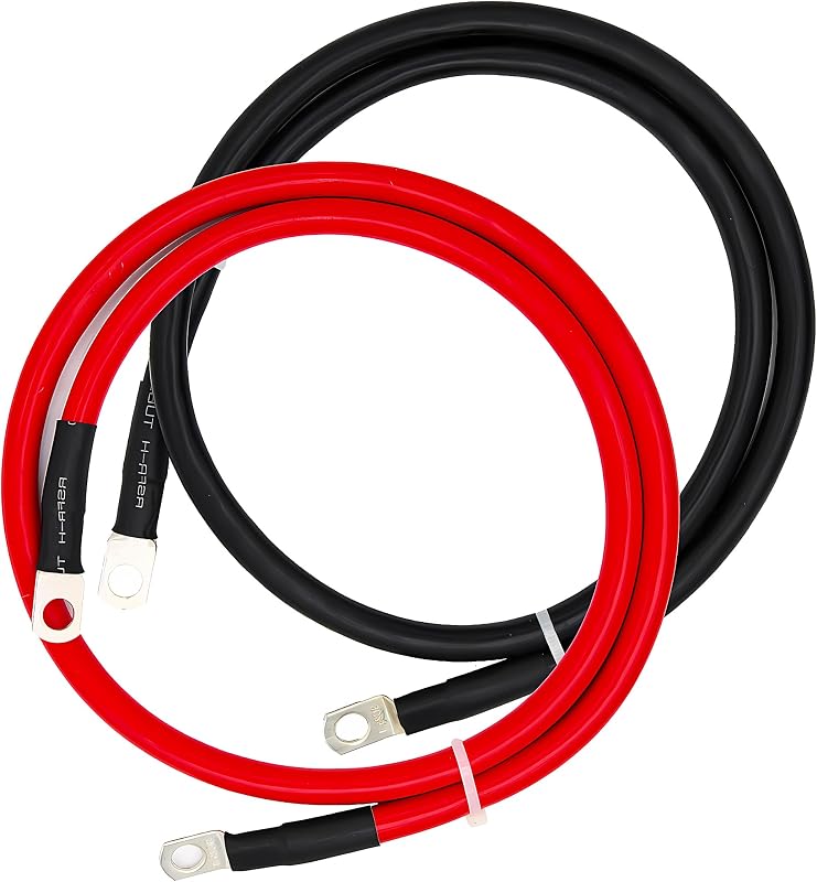 Cabo de bateria 4 AWG com terminais de anel 5/16" LuckySlycyc – 0,91 m