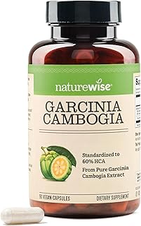 Naturewise Garcinia Cambogia - 60% HCA Concentration Extract, Natural Support for Weight Goals and Energy Levels - Vegan, Non-GMO, Gluten Free - 90 Capsules[1-3 Month Supply]