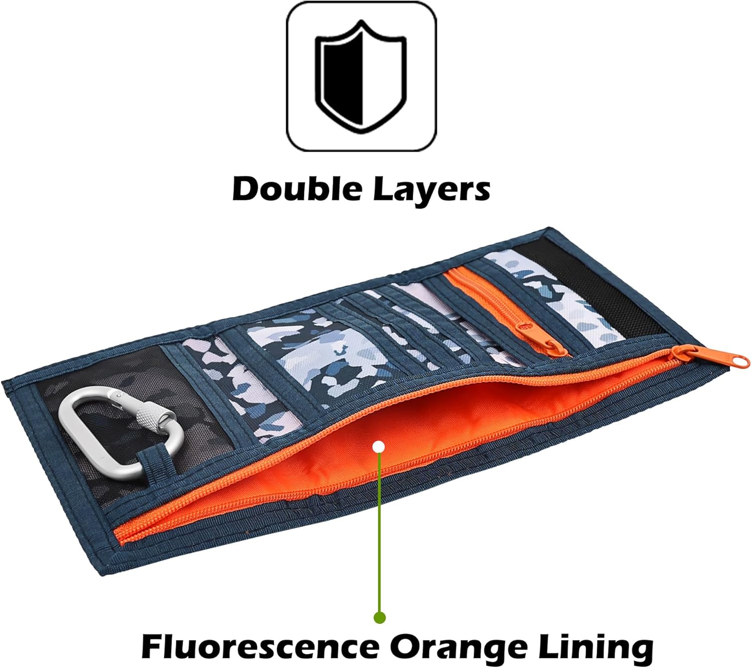 Rough Enough Boys Wallet for Kids Preppy Teens Neck Lanyard Wallet with Keychain Blue Camo - Image 6