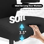 Chaise de bureau ergonomique avec 3.5" Coussin épais, support Lombaire réglable, bras rabattables, chaise de dos en mesh respirant – Chaise de travail informatique pour le bureau intérieur (noir-noir-or, fond solide)